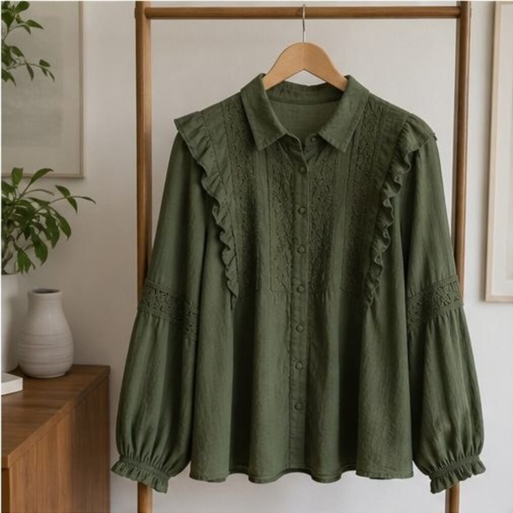Olive Smocked Top